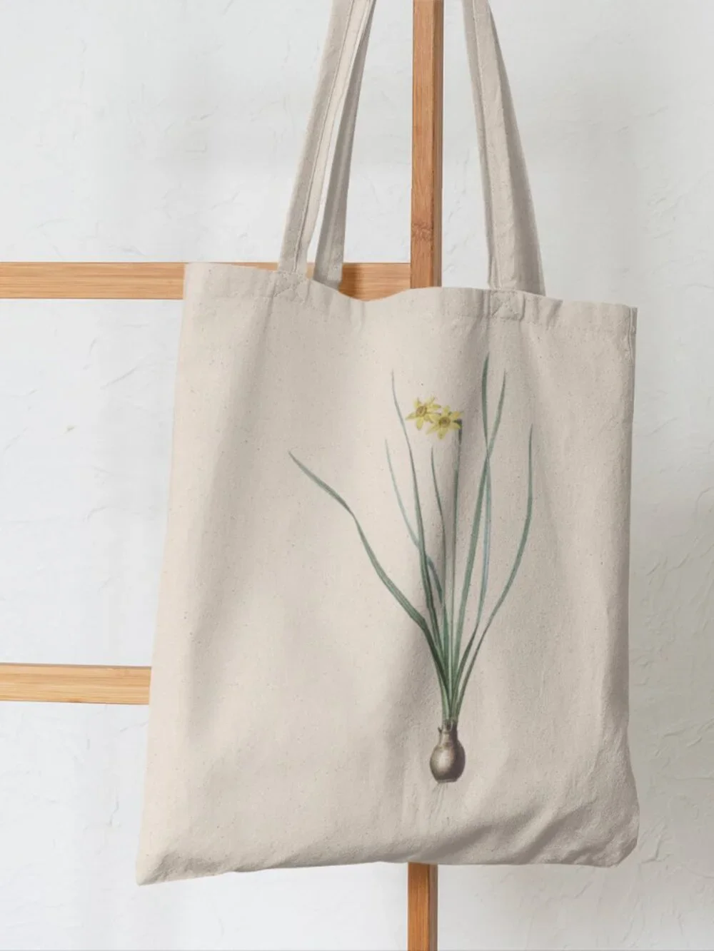Rush-Leaf Jonquil Vintage Floral Print Graphic Canvas Tote Bag